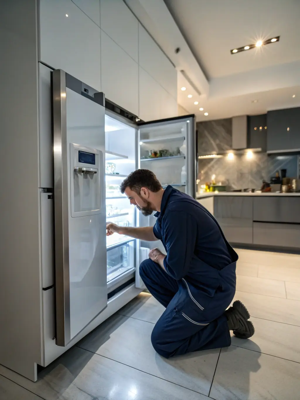 A Viking freezer being serviced, with a focus on the defrost system and its components, emphasizing the importance of proper maintenance.