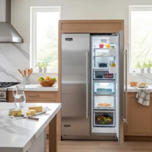 Viking freezer in a modern kitchen, showcasing quality and performance
