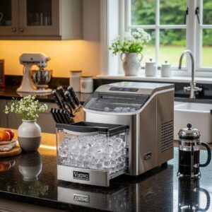 Viking ice maker in a modern kitchen, highlighting its design and functionality