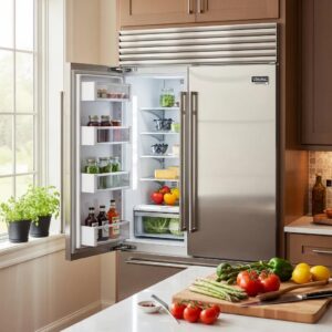 Viking refrigerator in a modern kitchen, showcasing its design and functionality