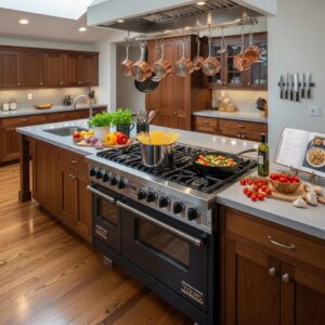 Viking stove in a modern kitchen, highlighting its design and functionality