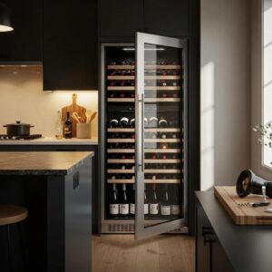Viking wine cooler in a modern kitchen, highlighting its design and wine preservation features