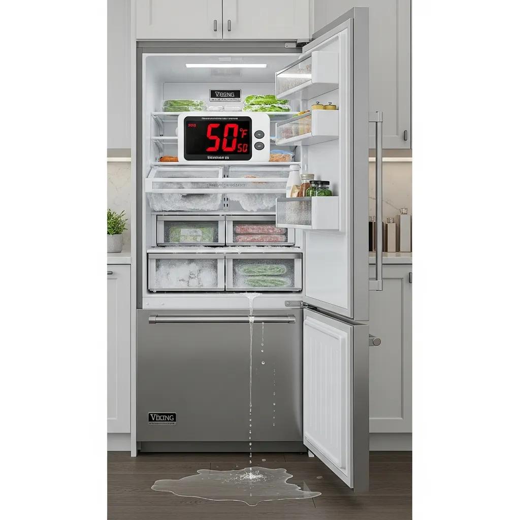 Common issues with Viking refrigerators, including cooling failure and water pooling