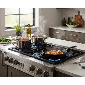 Modern Viking cooktop in a stylish kitchen, highlighting its design and functionality