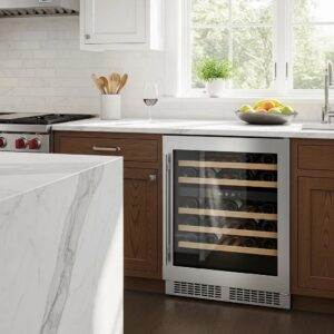 Viking wine cooler in a modern kitchen, showcasing its design and functionality