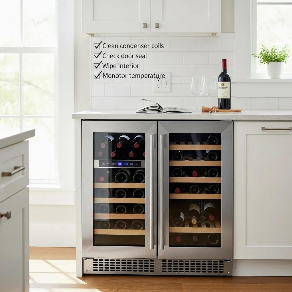 Well-maintained Viking wine cooler in a bright kitchen, highlighting the importance of regular maintenance